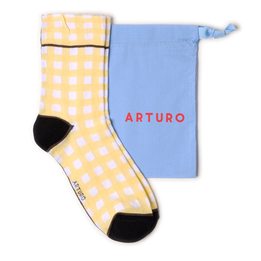 CALZINI ARTURO VICHY - CREAM/PISTACHIO