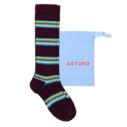 ARTURO RIGOROSO SOCKS - PLUM KNEE-HIGH