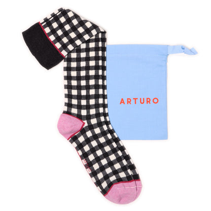 CALZINI ARTURO VICHY - NERO LUNGO