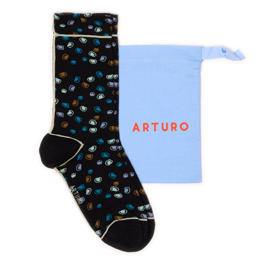 Calzini "All'impepata" con piccole cozze multicolor da donna di Arturo Stories.