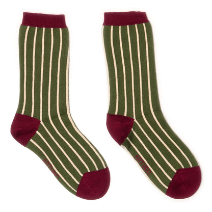 Calze per bambini a righe verde oliva di Arturo Stories.