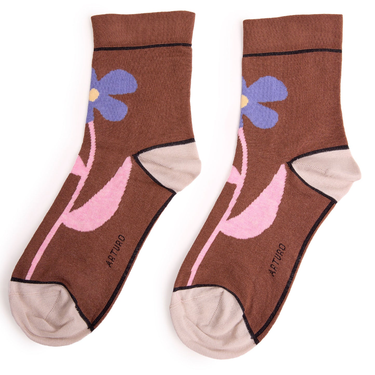 Calze con fiori cacao "Fiorucci" da donna di Arturo Stories.