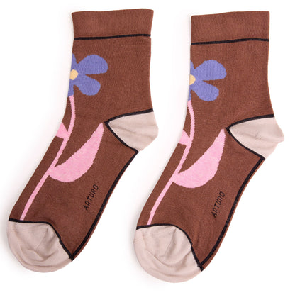 Calze con fiori cacao "Fiorucci" da donna di Arturo Stories.