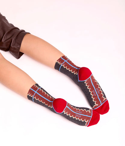 Calze indossate smerlate antracite da donna di Arturo Stories. 