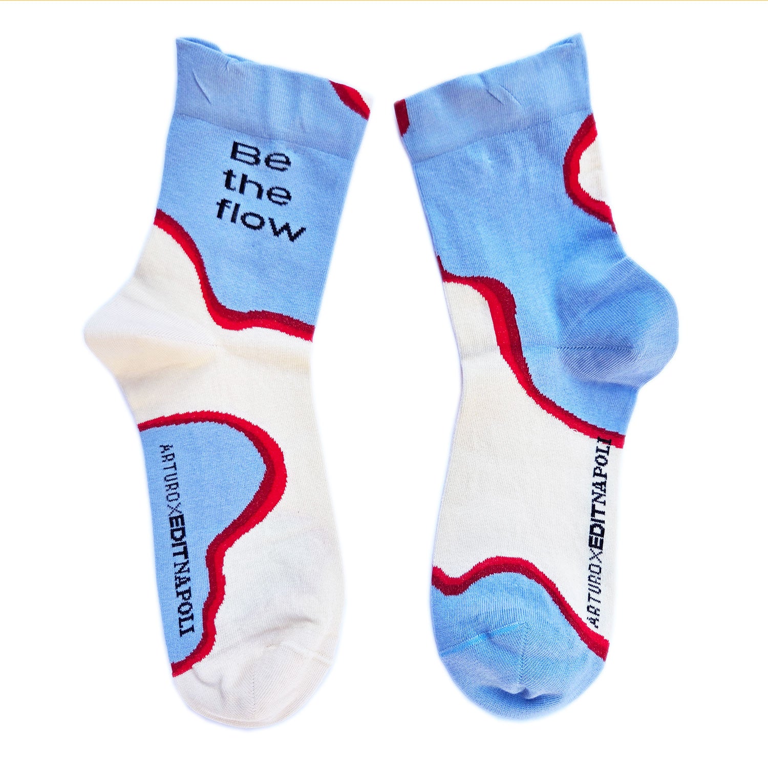 Calzini X Edit da donna di Arturo Stories, realizzati per la Fiera del Design Editoriale e D’Autore 2025 di Napoli.