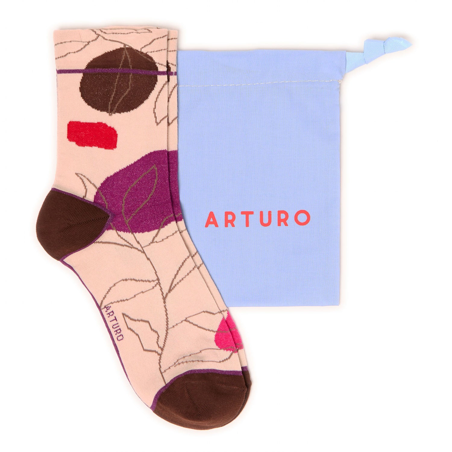 Calzini con fantasia astratta rossi e crema di Arturo Stories.