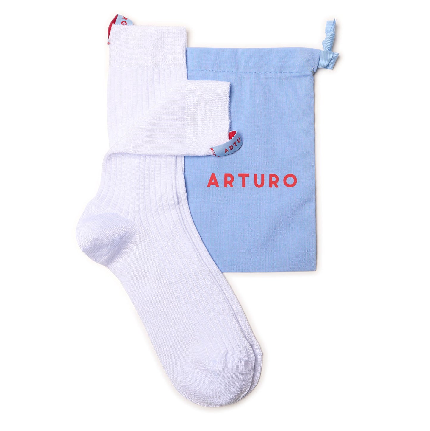 Calzini bianchi a donna a costine in viscosa effetto seta di Arturo Stories.