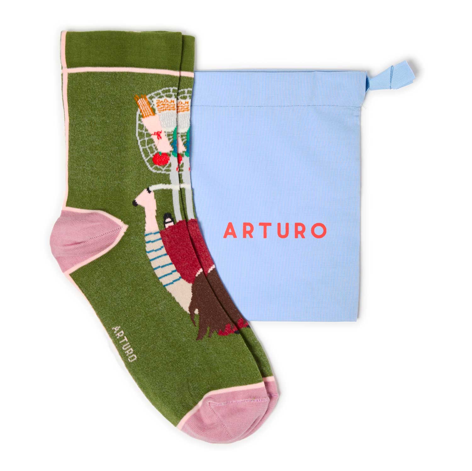 Calzini con bicicletta ricamata color bordeaux da donna di Arturo Stories. 