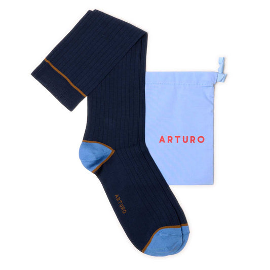 Calzini a costine blu da uomo di Arturo Stories