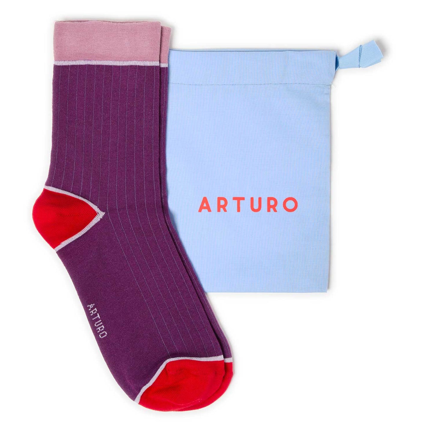 Calzini a costine viola da donna di Arturo Stories.