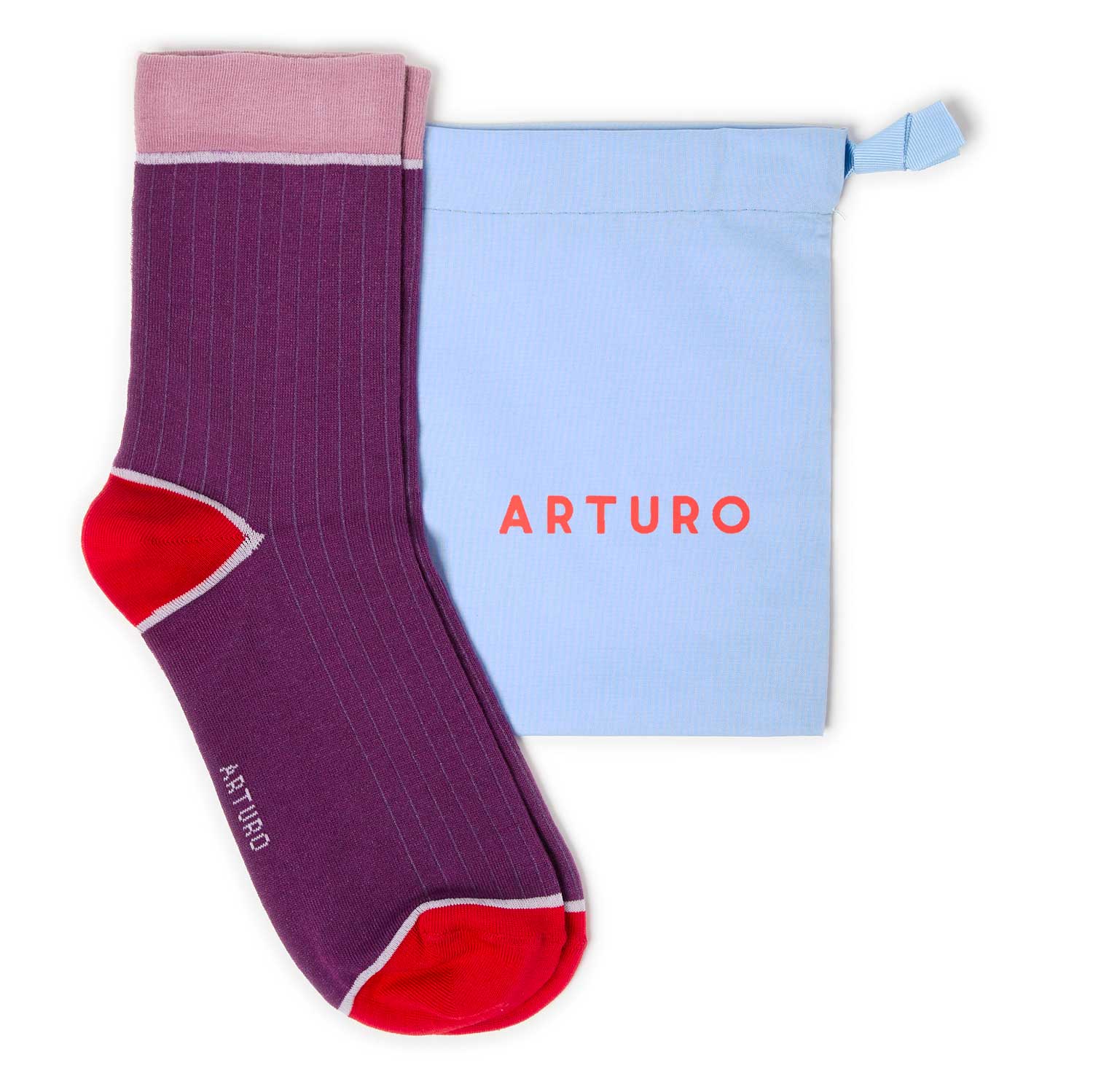 Calzini a costine viola da donna di Arturo Stories.