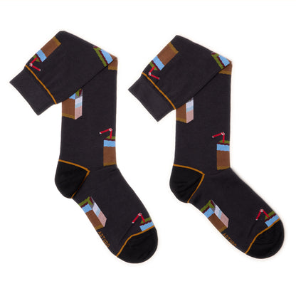 Calzini da uomo con fantasia succhi di frutta, color antracite di Arturo Stories.