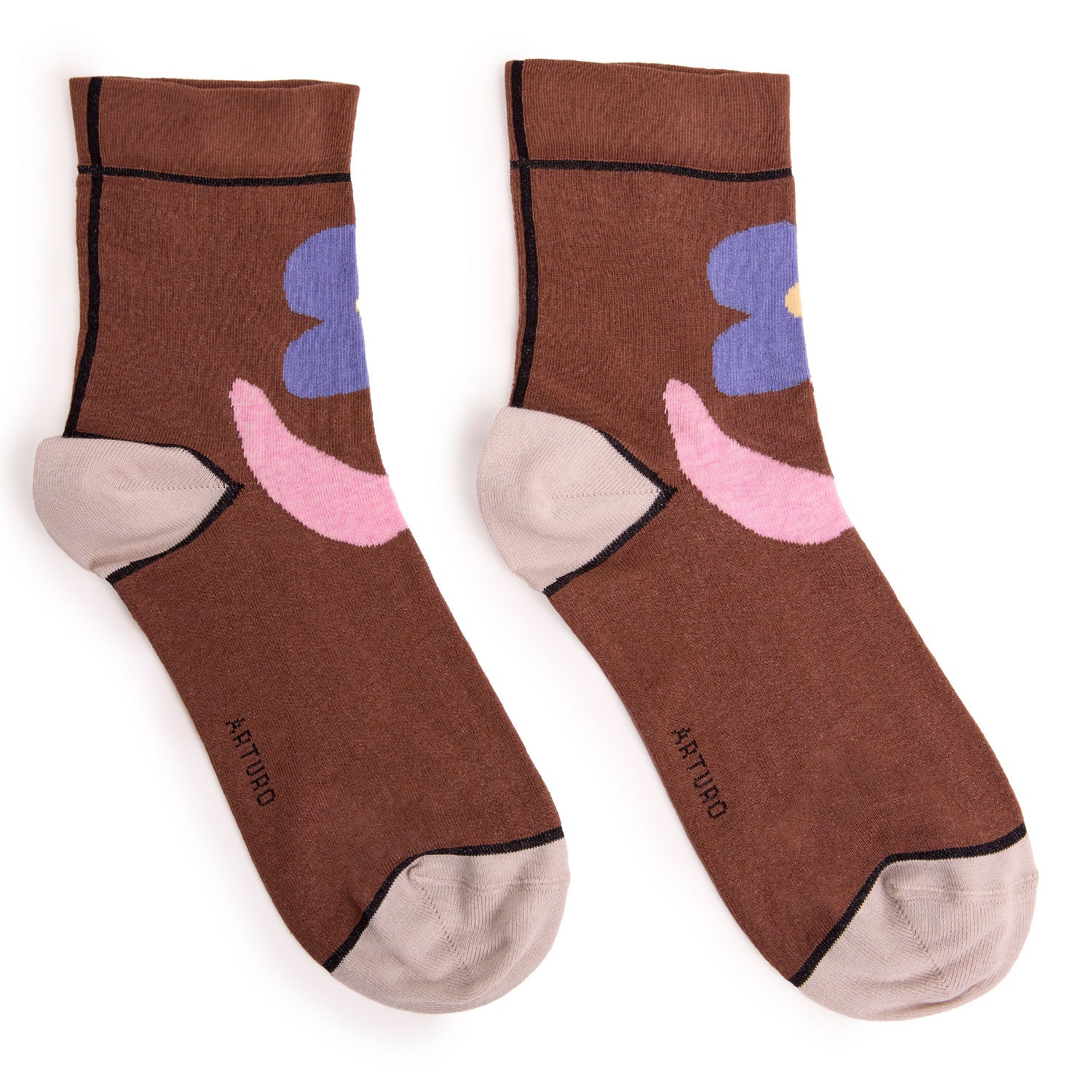 Calzini con fiori cacao "Fiorucci" da donna di Arturo Stories.