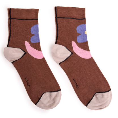 Calzini con fiori cacao "Fiorucci" da donna di Arturo Stories.