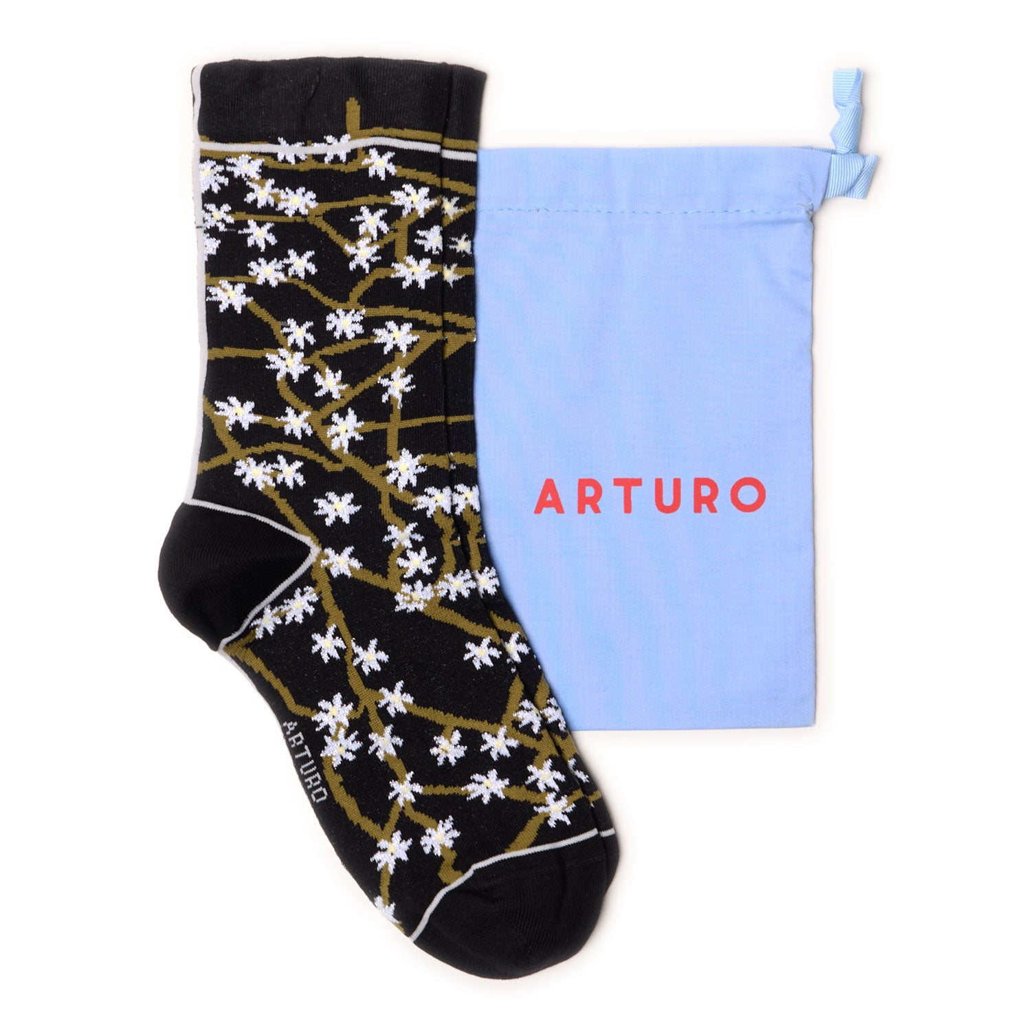 Calzini con fantasia floreale da donna nero lurex di Arturo Stories.