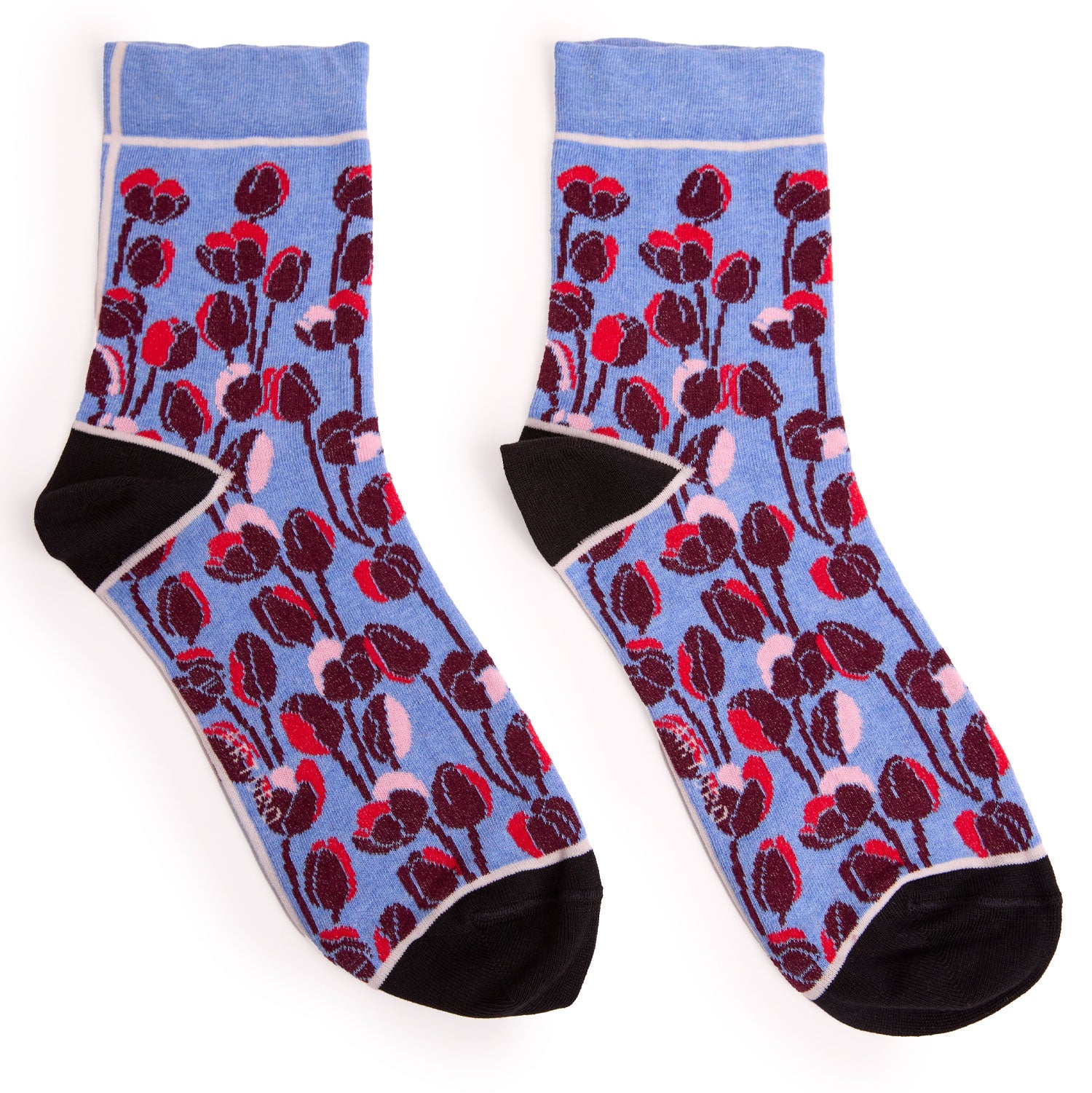 Calzini con tulipani celeste da donna di Arturo Stories.