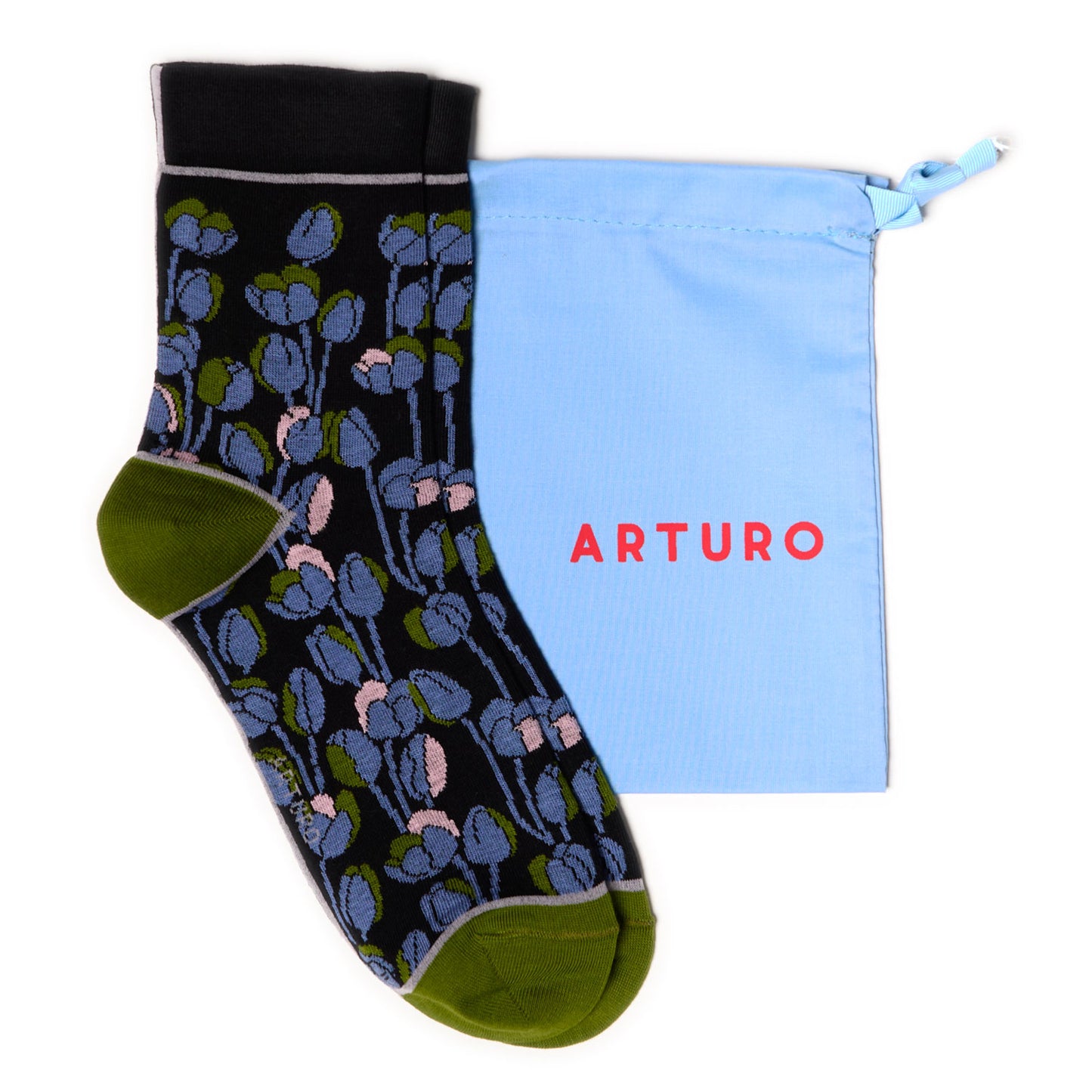 Calzini con tulipani color nero da donna di Arturo Stories.