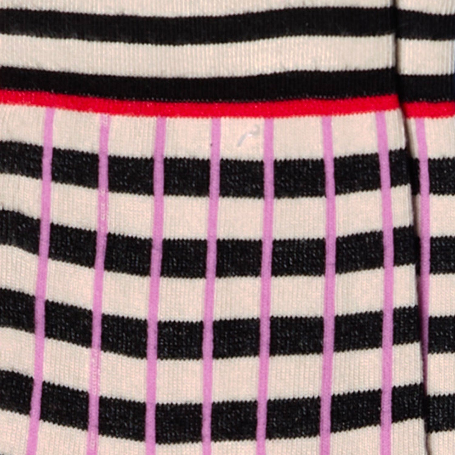 Dettaglio dei calzini corti a righe orizzontali bianche e nere da donna di Arturo Stories.