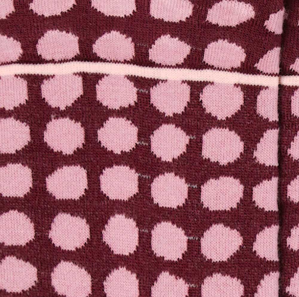 Dettaglio dei calzini di lana a pois da donna di Arturo Stories.