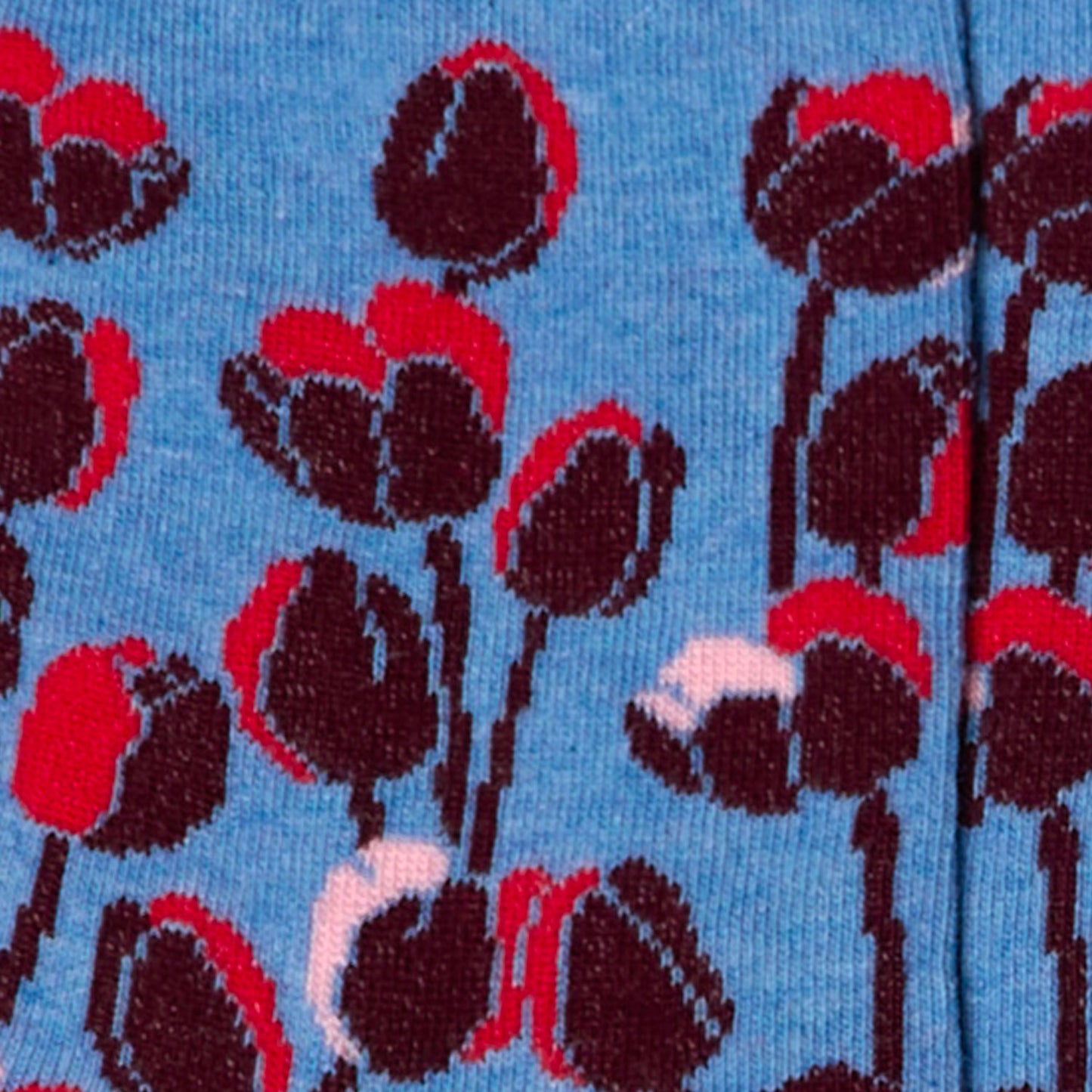 Dettaglio dei calzini con tulipani celeste da donna di Arturo Stories.